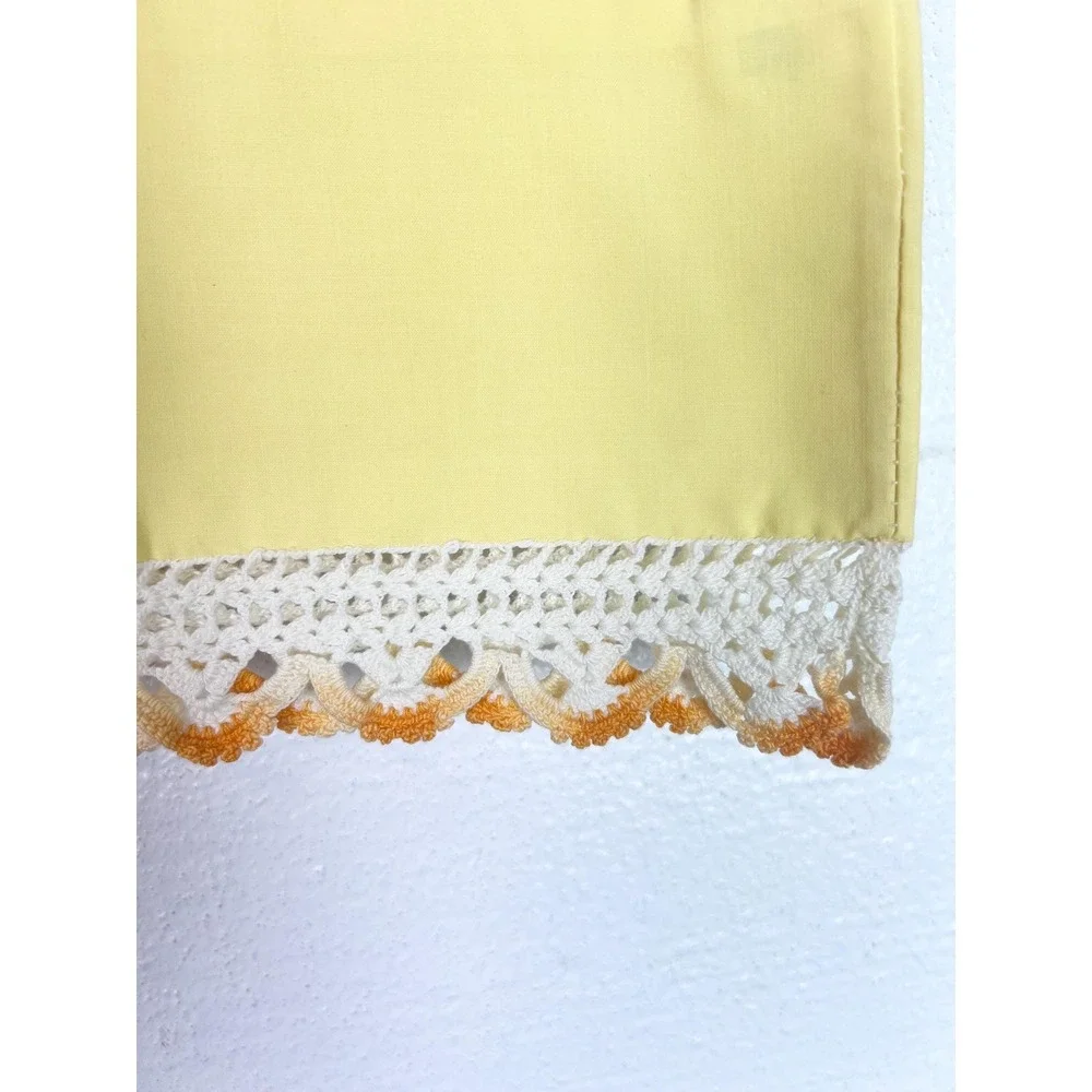 Vintage Martex Hanae Mori Yellow & Orange Flower Pillowcases crochet edges added